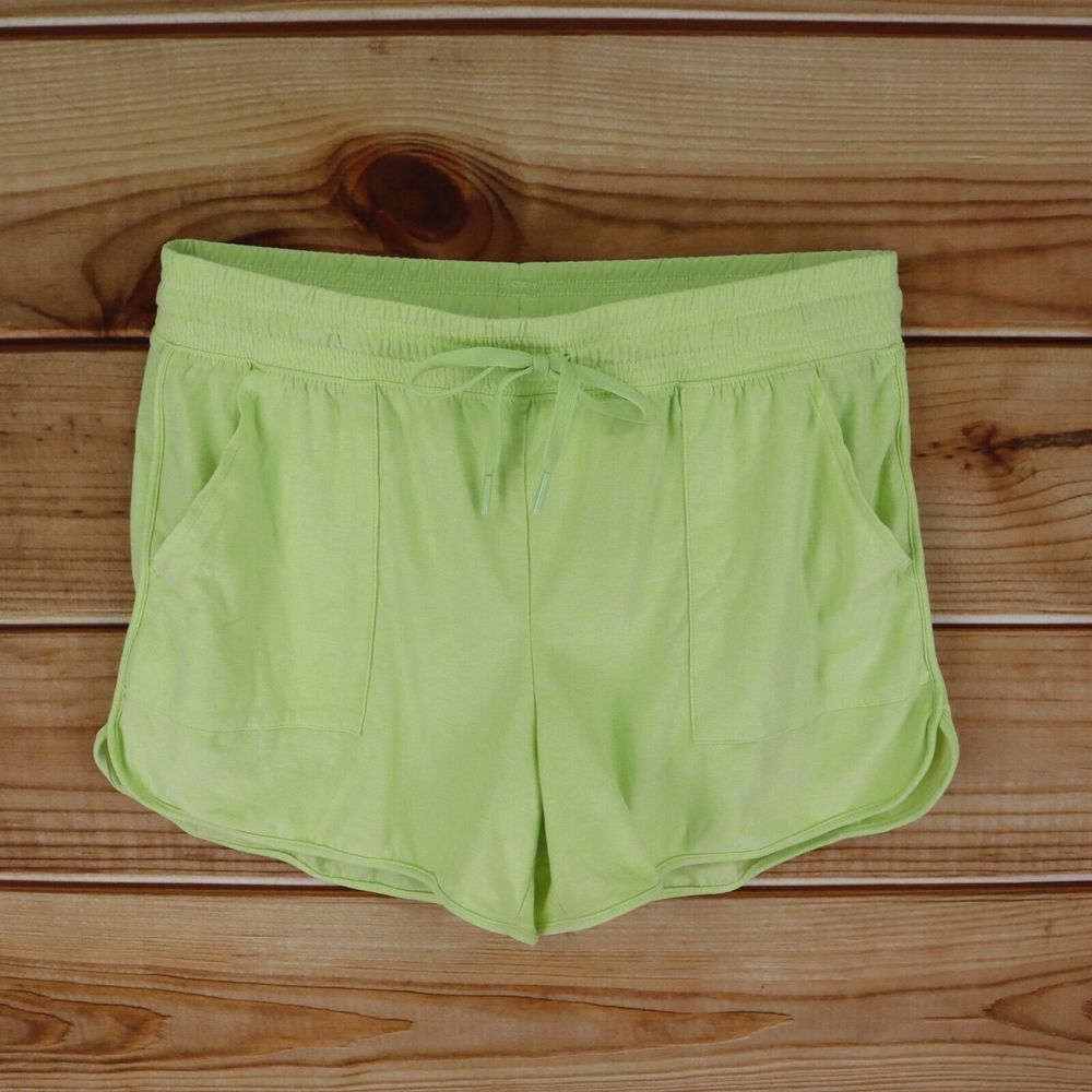Athletic Works Activewear Shorts Womens M Green Pockets Elastic Waist Drawstring